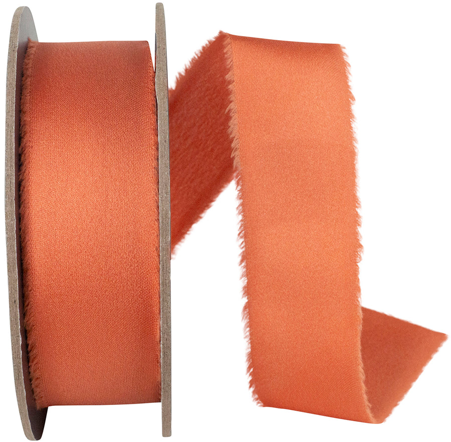 Ginger 1 Inch Frayed Edge Silk Touch Ribbon for Wreaths & Bows