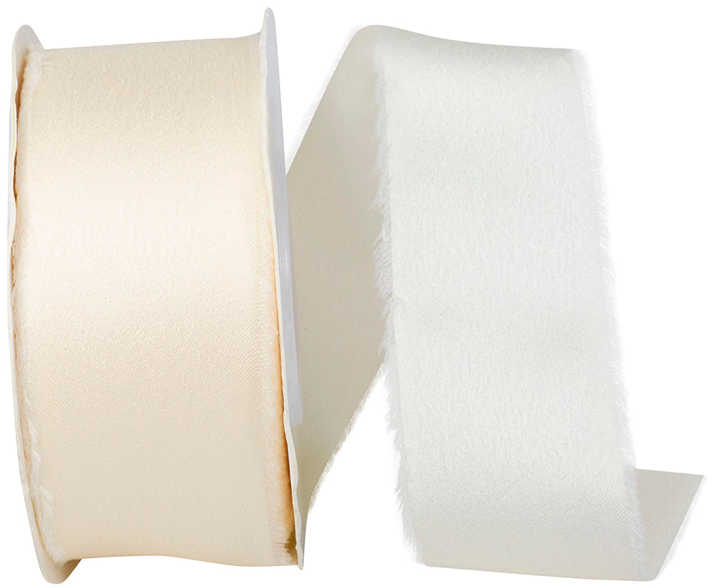 Ivory 1-1 2 Inch Frayed Edge Silk Touch Ribbon for Wreaths & Bows