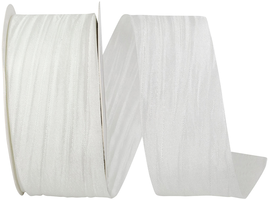 White 1-1 2 Inch Crinkle Iridescence Ribbon for Wreaths & Bows