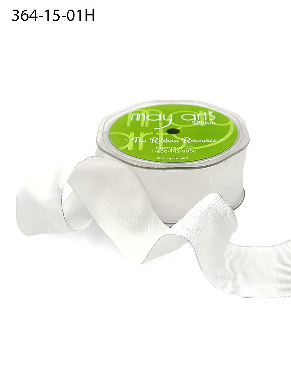 1.5 Inch Taffeta Ribbon with Wired Edge – 364-15-01H WHITE