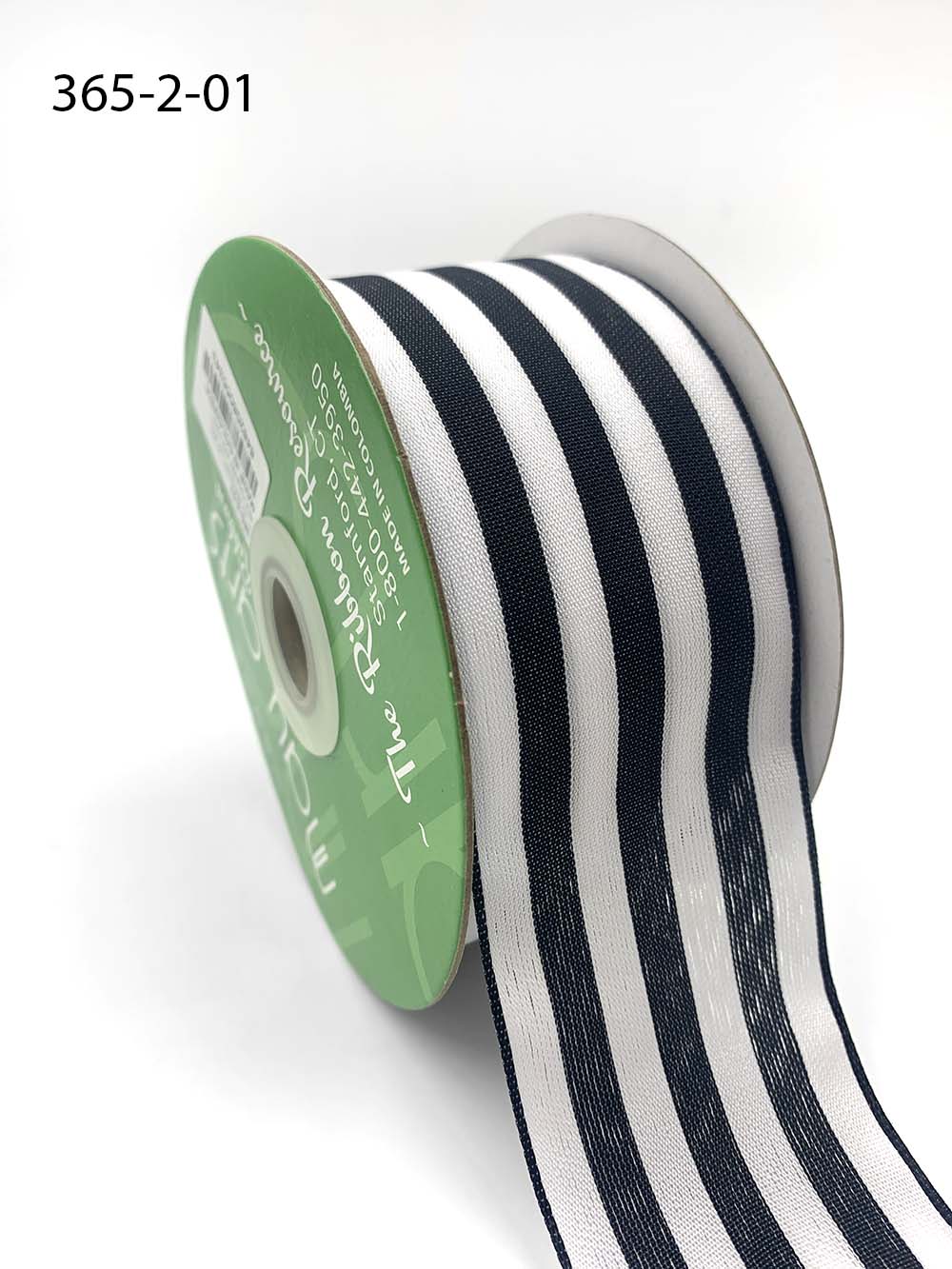 2 Inch Striped Ribbon with Woven Edge – 365-2-01 BLACK/WHITE