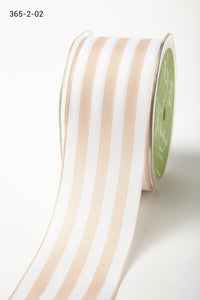 2 Inch Striped Ribbon with Woven Edge – 365-2-02 CHAMPAGNE/WHITE