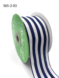 2 Inch Striped Ribbon with Woven Edge – 365-2-03 NAVY/WHITE