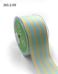 2 Inch Striped Ribbon with Woven Edge – 365-2-09 FRENCH BLUE/IVORY