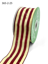 2 Inch Striped Ribbon with Woven Edge – 365-2-25 BURGUNDY/IVORY