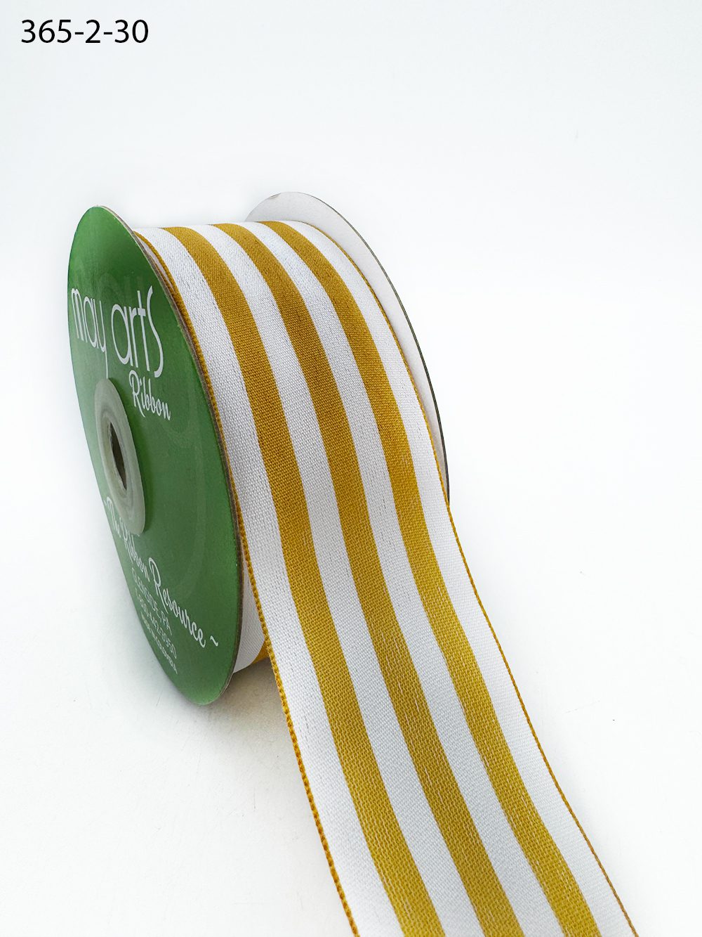 2 Inch Striped Ribbon with Woven Edge – 365-2-30 GOLD/WHITE