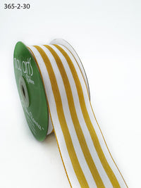 2 Inch Striped Ribbon with Woven Edge – 365-2-30 GOLD/WHITE