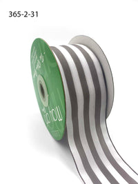2 Inch Striped Ribbon with Woven Edge – 365-2-31 GREY/WHITE