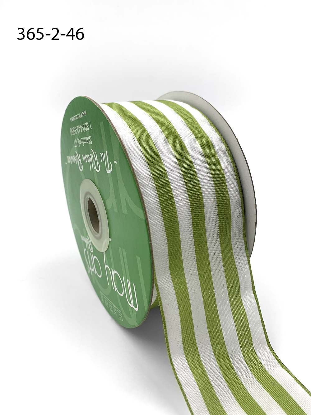 2 Inch Striped Ribbon with Woven Edge – 365-2-46 CELERY/WHITE