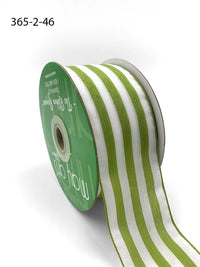 2 Inch Striped Ribbon with Woven Edge – 365-2-46 CELERY/WHITE