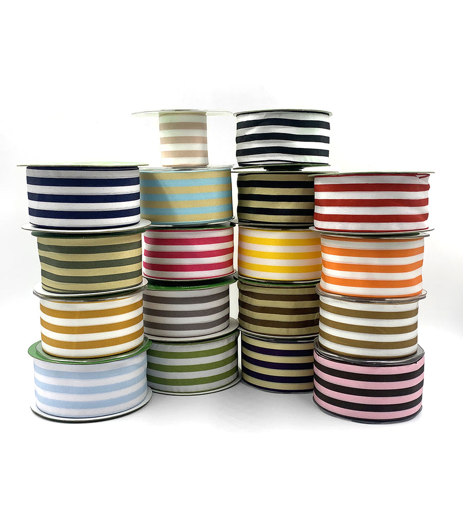 2 Inch Striped Ribbon with Woven Edge – 365-2-28 ORANGE/WHITE