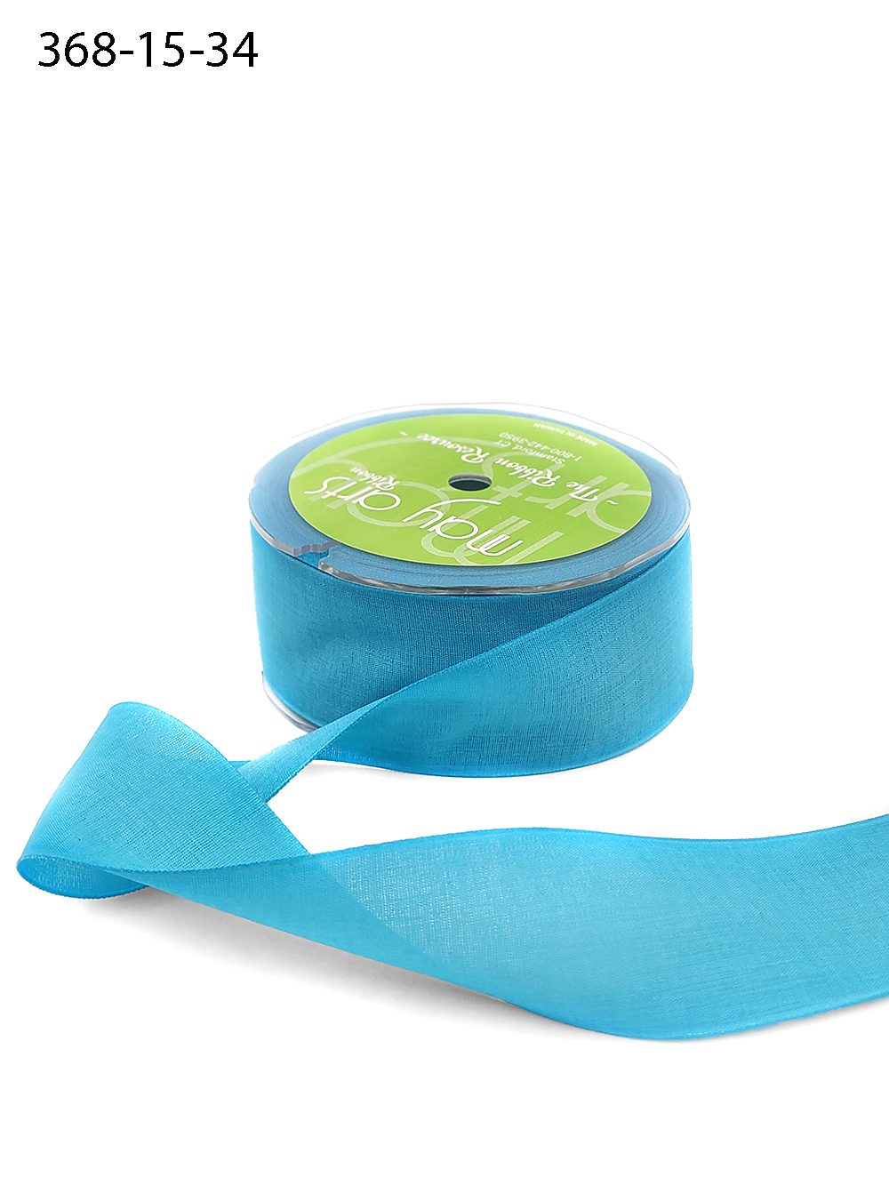 1.5 Inch Faux Linen Ribbon with Woven Edge – 368-15-34 TURQUOISE