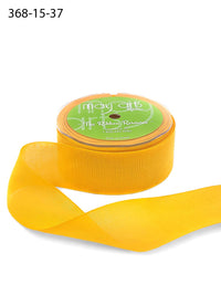 1.5 Inch Faux Linen Ribbon with Woven Edge – 368-15-37 YELLOW