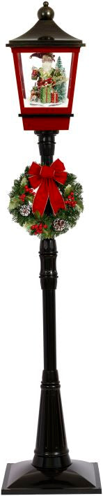 Snowing Lamp Post with Elf and Gift Boxes - 72 Inches