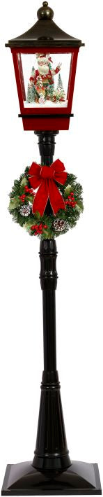 Snowing Lamp Post with Elf and Candy Cane -72  Inches