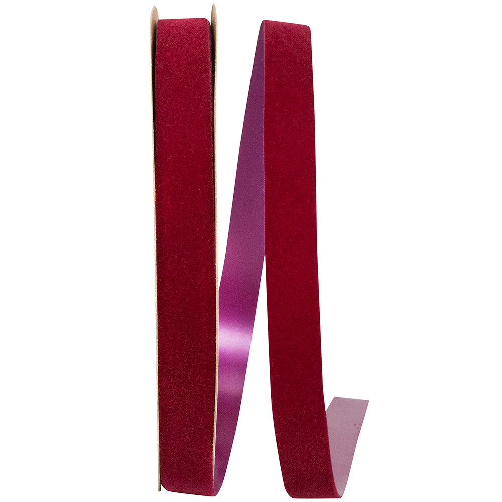 Burgundy Velvet Outdoor Ribbon 5/8 Inch Polypropylene 25 Yards
