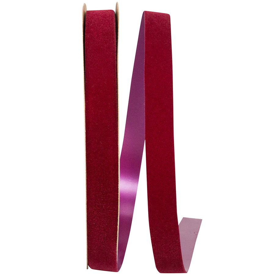 Burgundy Velvet Outdoor Ribbon 5/8 Inch Polypropylene 25Yds