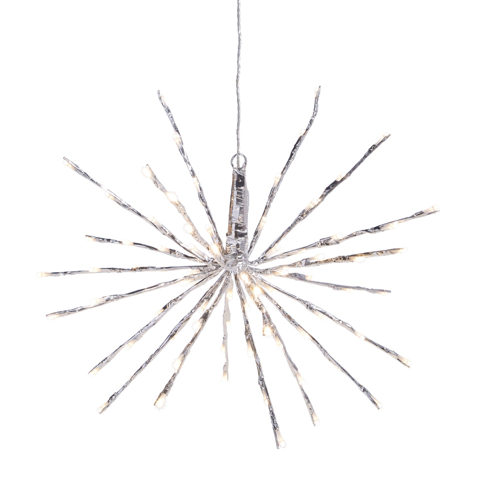 18" Silver Starburst with 80 Warm White Lights and Remote