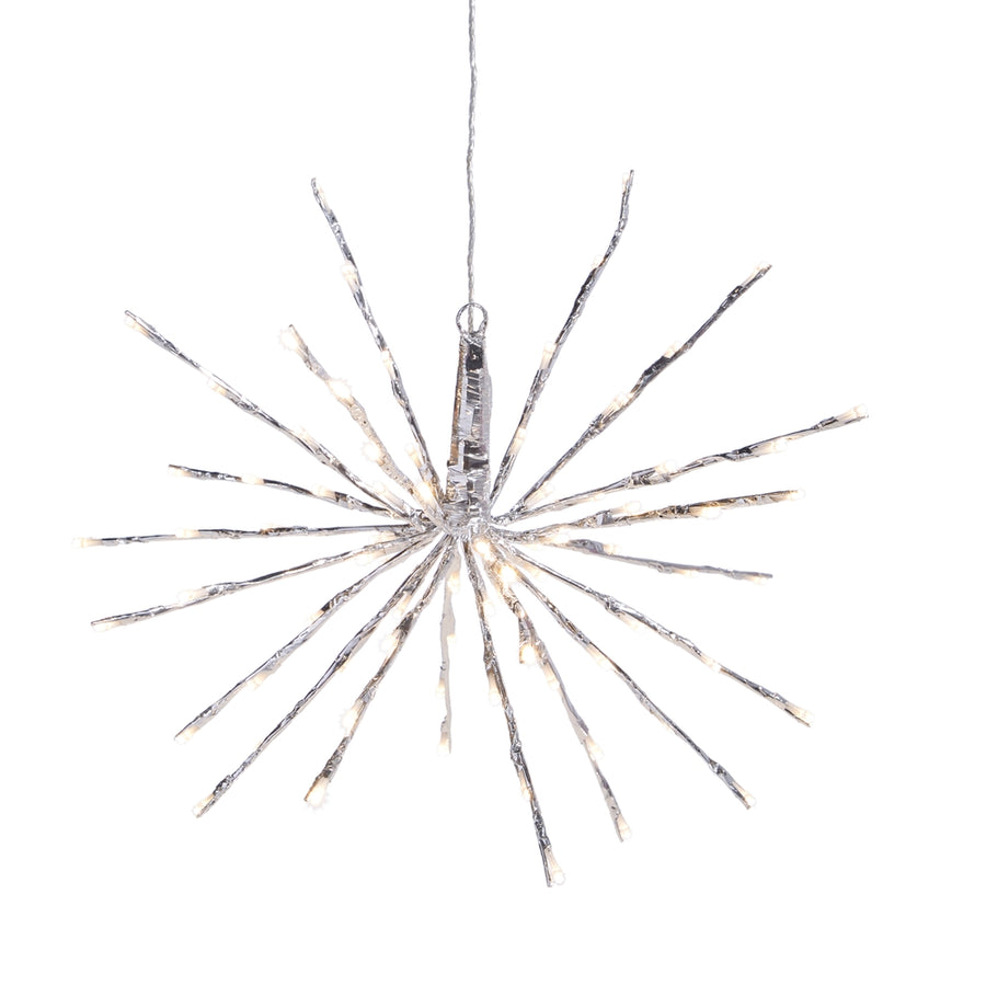 18" Silver Starburst with 80 Warm White Lights and Remote