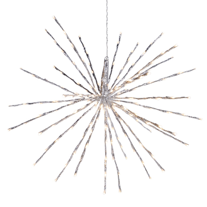 28" Silver Starburst with 180 Warm White Lights and Remote