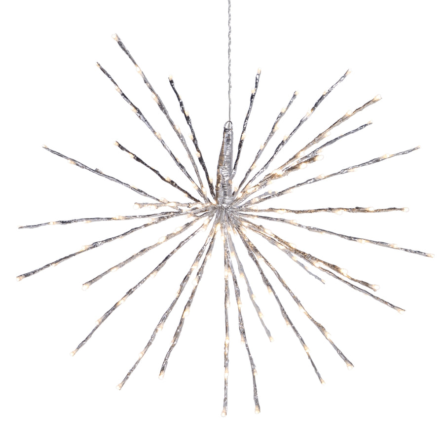 28" Silver Starburst with 180 Warm White Lights and Remote