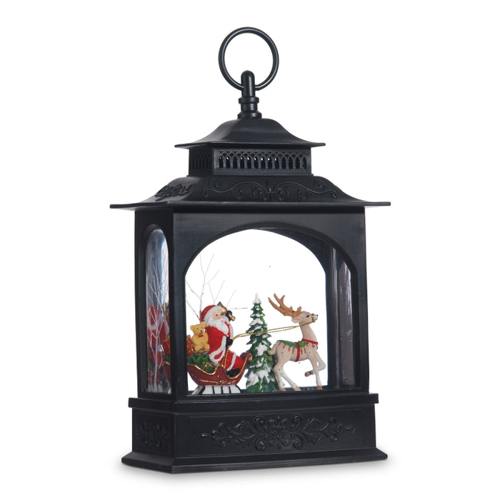 11" Santa in Sleigh Lighted Water Lantern