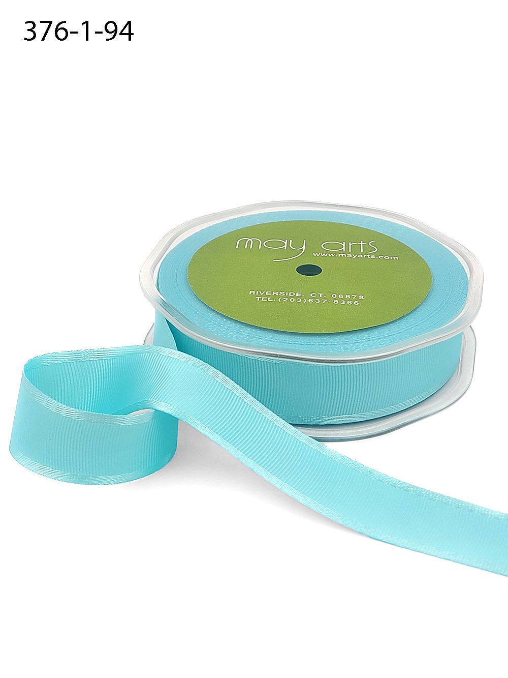 1 Inch Grosgrain Ribbon with Woven Satin Edge – 376-1-94 LIGHT TURQUOISE
