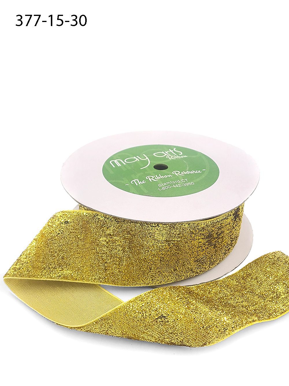 1.5 Inch Woven Metallic Velvet Ribbon with Woven Edge – 377-15-30 Gold
