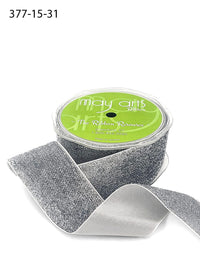 1.5 Inch Woven Metallic Velvet Ribbon with Woven Edge – 377-15-31 Silver