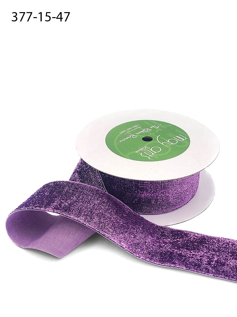 1.5 Inch Woven Metallic Velvet Ribbon with Woven Edge – 377-15-47 Purple