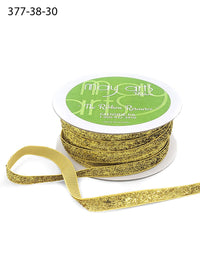3/8 Inch Woven Metallic Velvet Ribbon with Woven Edge – 377-38-30 GOLD