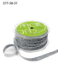 3/8 Inch Woven Metallic Velvet Ribbon with Woven Edge – 377-38-31 SILVER