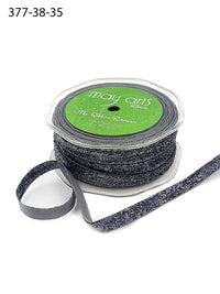 3/8 Inch Woven Metallic Velvet Ribbon with Woven Edge – 377-38-35 DARK SILVER