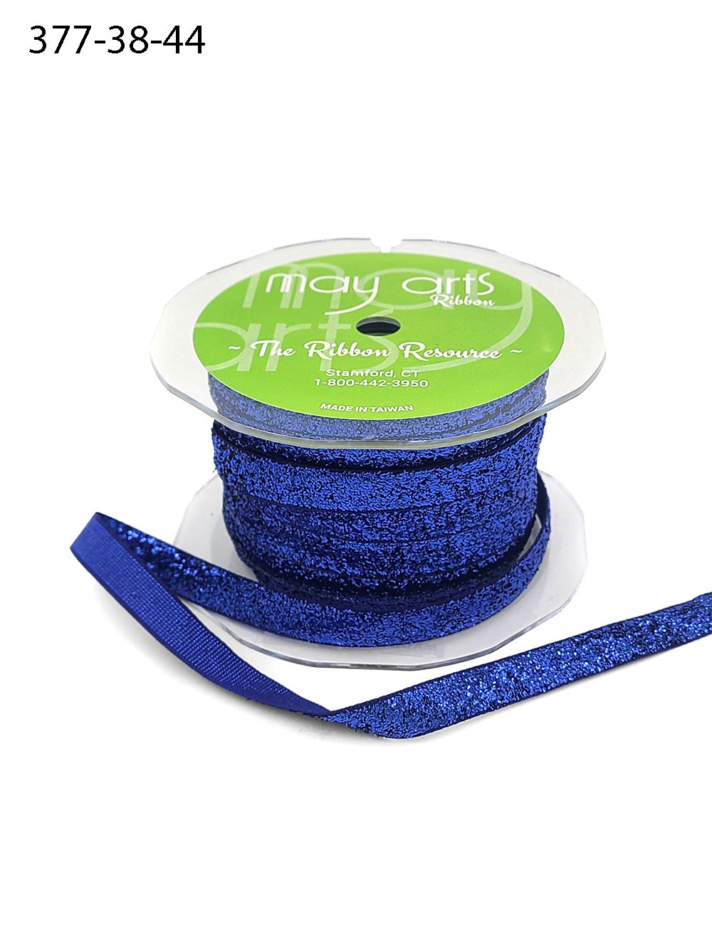 3/8 Inch Woven Metallic Velvet Ribbon with Woven Edge – 377-38-44 ROYAL BLUE