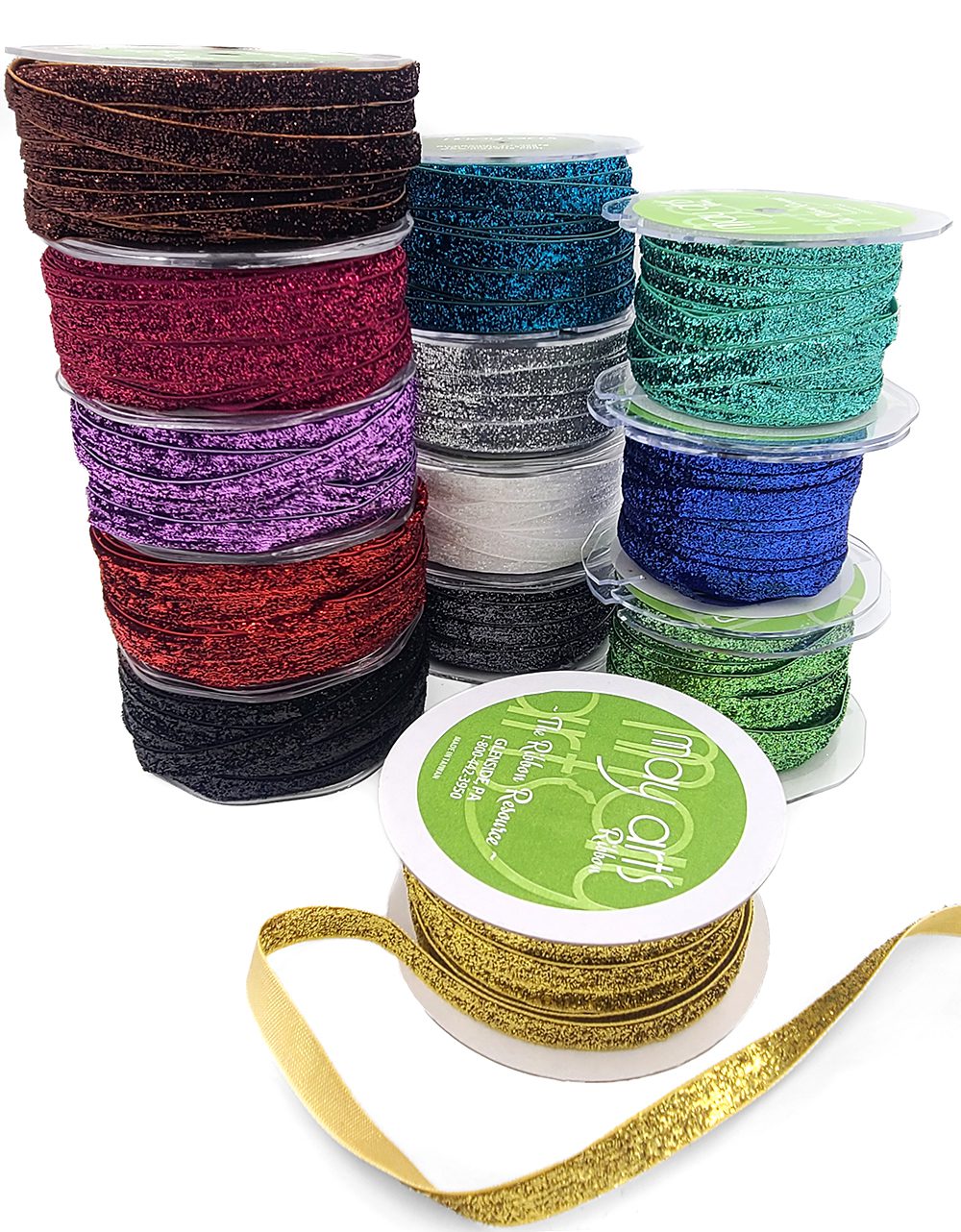 3/8 Inch Woven Metallic Velvet Ribbon with Woven Edge