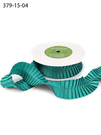 1.5 Inch Satin Pleats Ribbon with Woven Edge – 379-15-04 TEAL