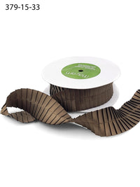 1.5 Inch Satin Pleats Ribbon with Woven Edge – 379-15-33 BROWN