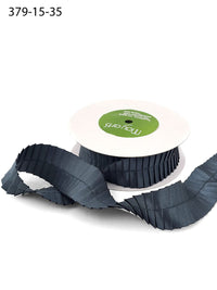 1.5 Inch Satin Pleats Ribbon with Woven Edge – 379-15-35 DARK SILVER