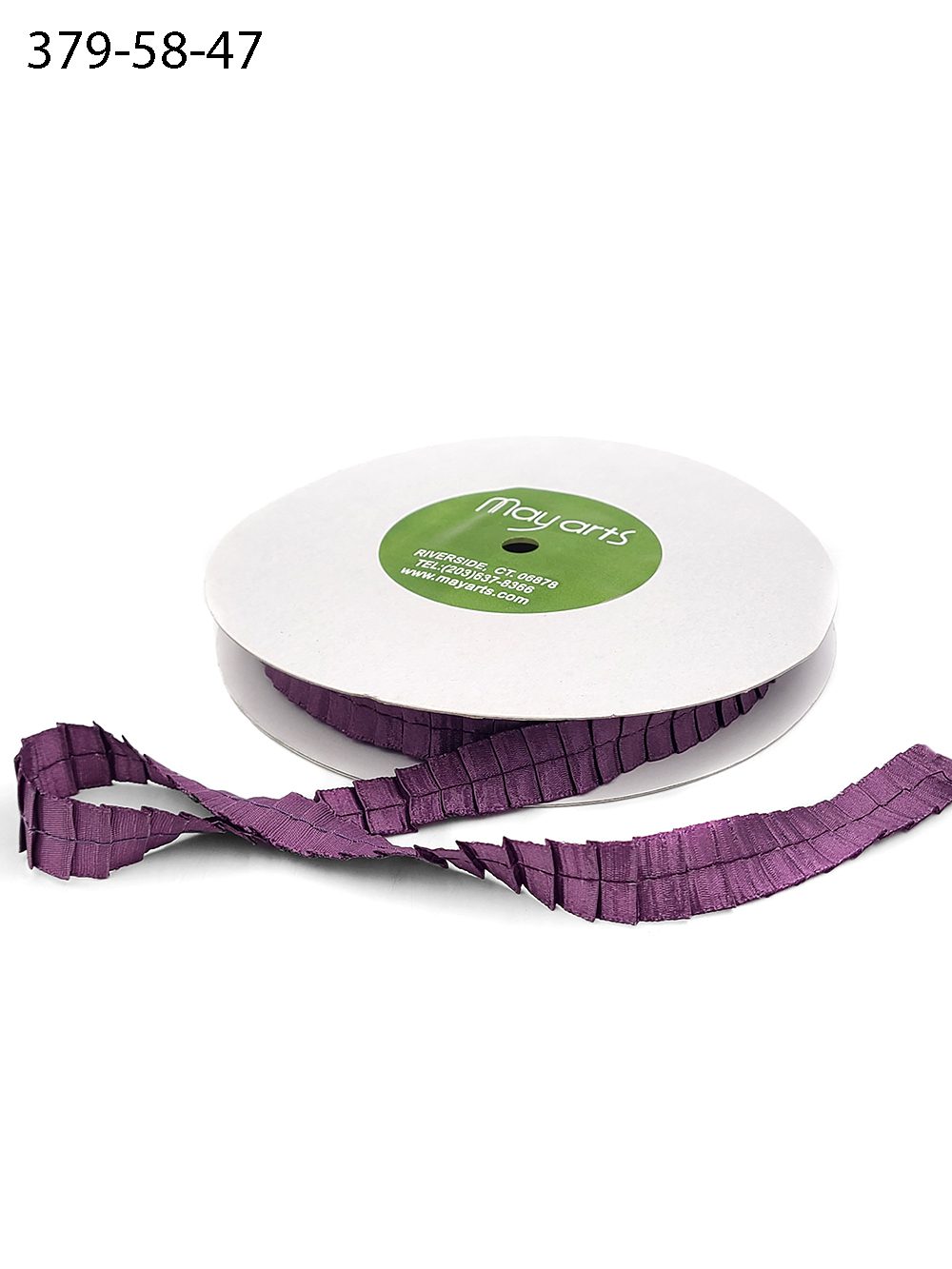 5/8 Inch Satin Pleats Ribbon with Woven Edge – 379-58-47 – PLUM