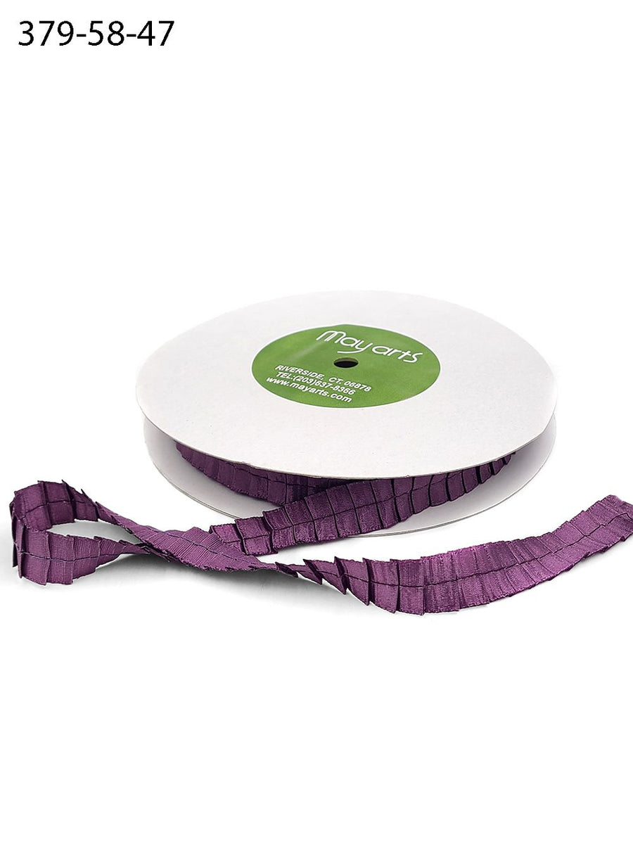 5/8 Inch Satin Pleats Ribbon with Woven Edge – 379-58-47 – PLUM