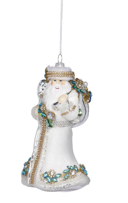 Winter White Santa Ornament - 8 Inches