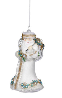 Winter White Santa Ornament - 8 Inches