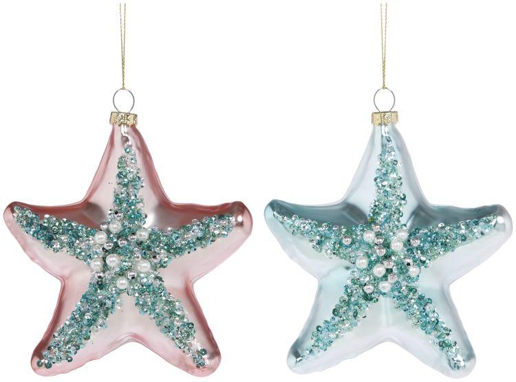 Jeweled Starfish Ornament, Assortment of 2 - 5 Inches
