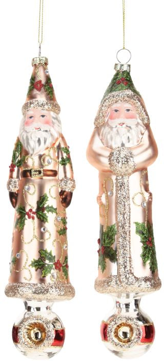 Bavarian Slim Santa Ornament, Assortment of 2 - 9 Inches