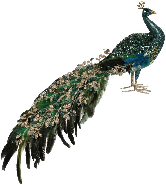 Elegant Fanned Tail Peacock - 11 Inches