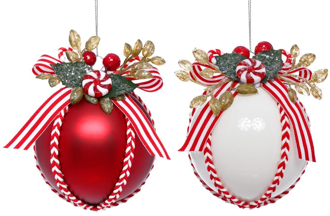Peppermint Topped Ornament, Box of 6 - 4 Inches