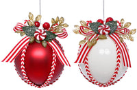 Peppermint Topped Ornament, Box of 6 - 4 Inches