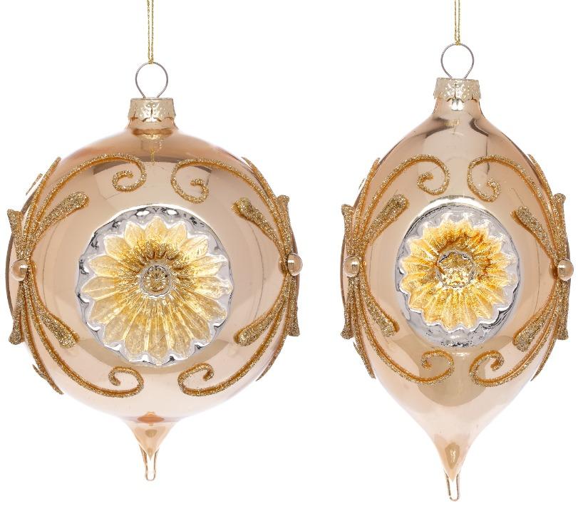Scrolled Reflector Ornament, Box of 6 - 4 Inches
