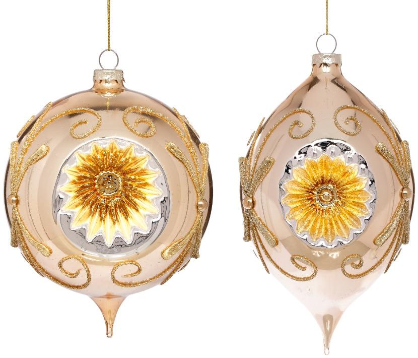 Scrolled Reflector Ornament, Box of 4 - 4 Inches