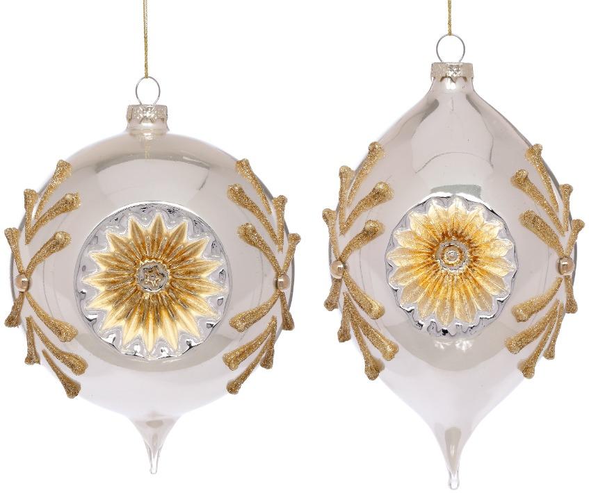 Scrolled Reflector Ornament, Box of 4 - 4 Inches
